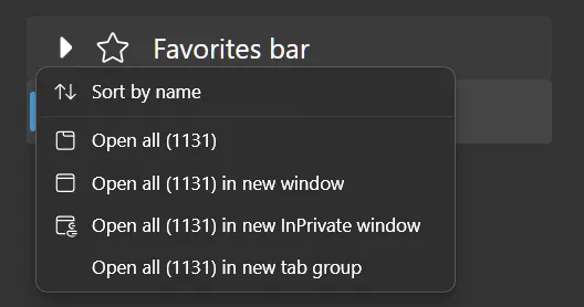 1,121 bookmarks in the Favorites Bar